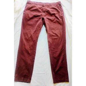 Brooks Brothers Men's Cotton Flat ft Burgundy Red Straight Chino Pants - W40/L32